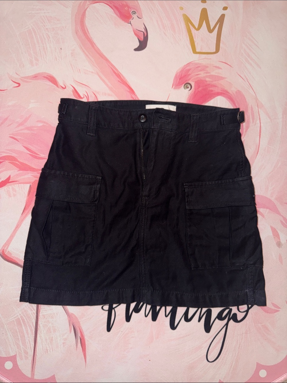 TNA Aritzia Surplus Division Black Cargo Mini Skirt Size 0